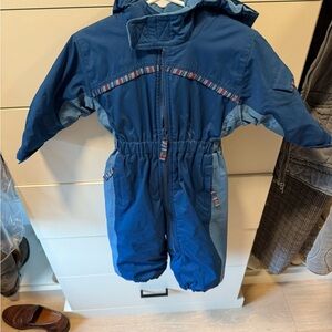 Blue Kids' Snowsuit with Striped Accents